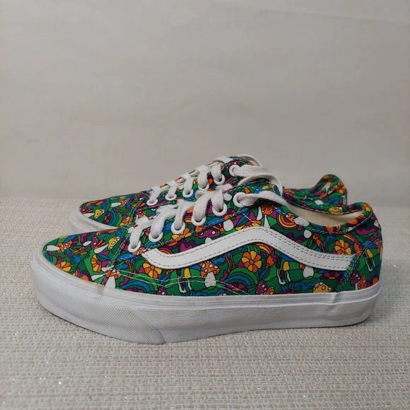 Vans Old Skool Psychedelic Mushroom Floral Print Sneakers Womens 6.5/Men 5 - Picture 3 of 8